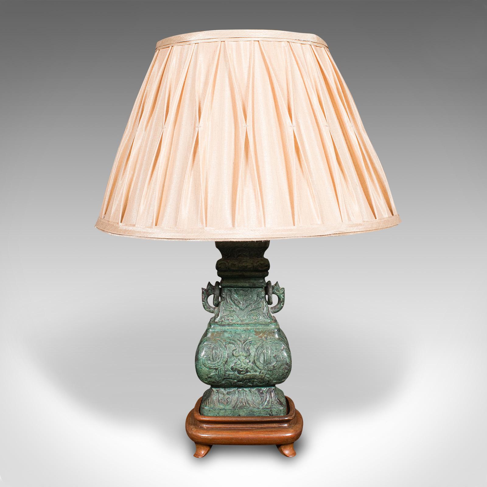 20th Century Vintage Decorative Table Lamp, Chinese, Bronze, Accent Light, Mid Century, 1960