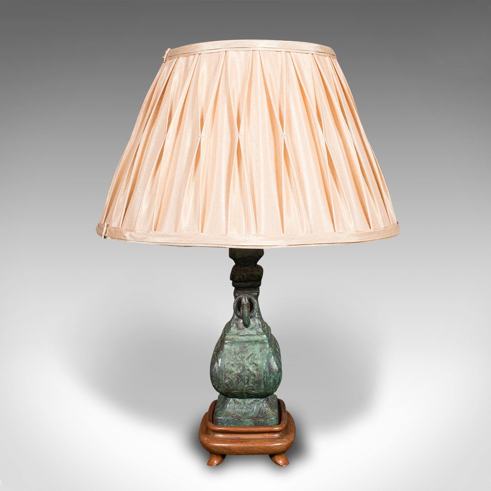 Vintage Decorative Table Lamp, Chinese, Bronze, Accent Light, Mid Century, 1960 1
