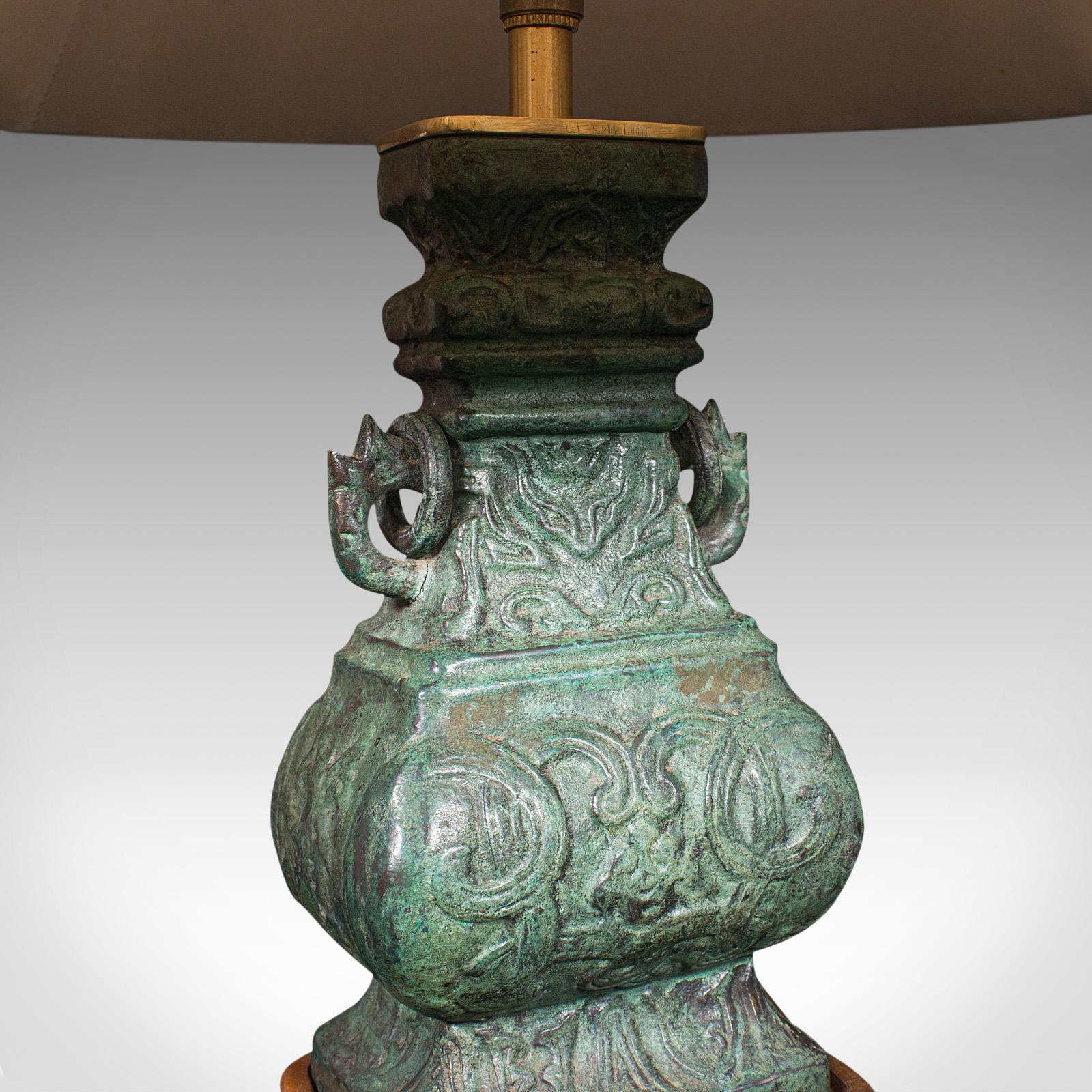 Vintage Decorative Table Lamp, Chinese, Bronze, Accent Light, Mid Century, 1960 4