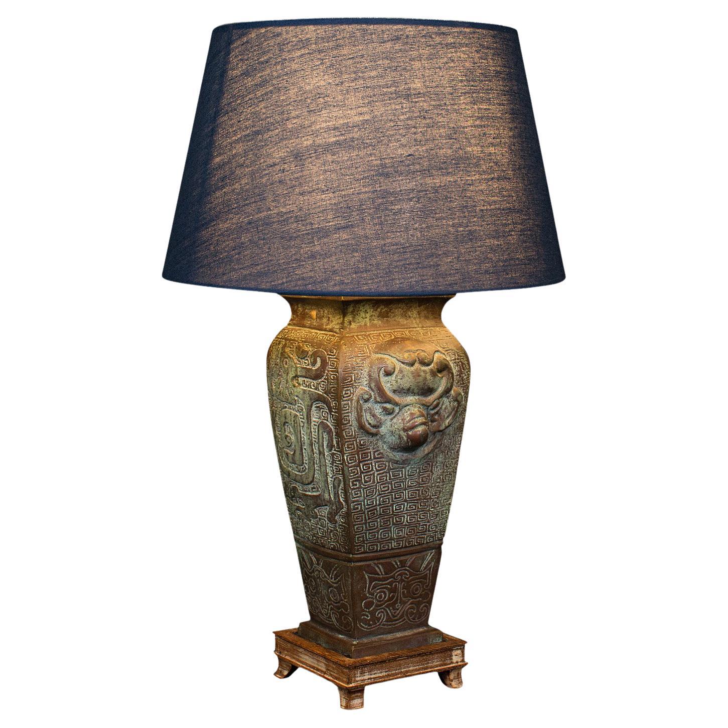 Vintage Decorative Table Lamp, Oriental, Bronze, Ornamental Light, Circa 1970 For Sale