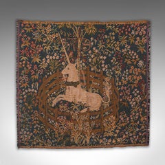 Vintage Decorative Tapestry, French, Needlepoint, Cushion Cover, Unicorn, C.1980