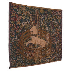 Vintage Decorative Tapestry, French, Needlepoint, Cushion Cover, Unicorn, C.1980