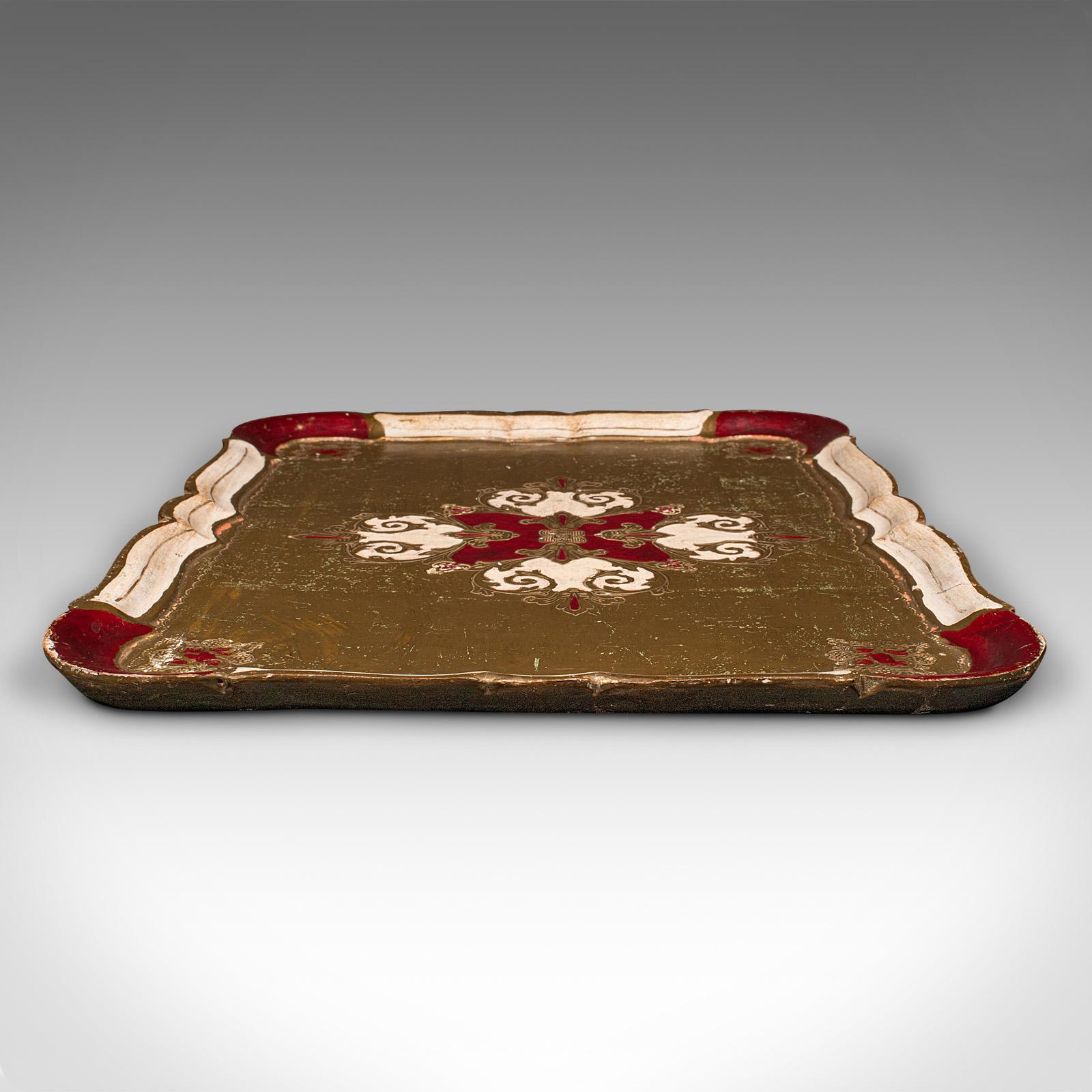Giltwood Vintage Decorative Tea Tray, Italian, Serving Platter, Baroque Revival, C.1950 For Sale