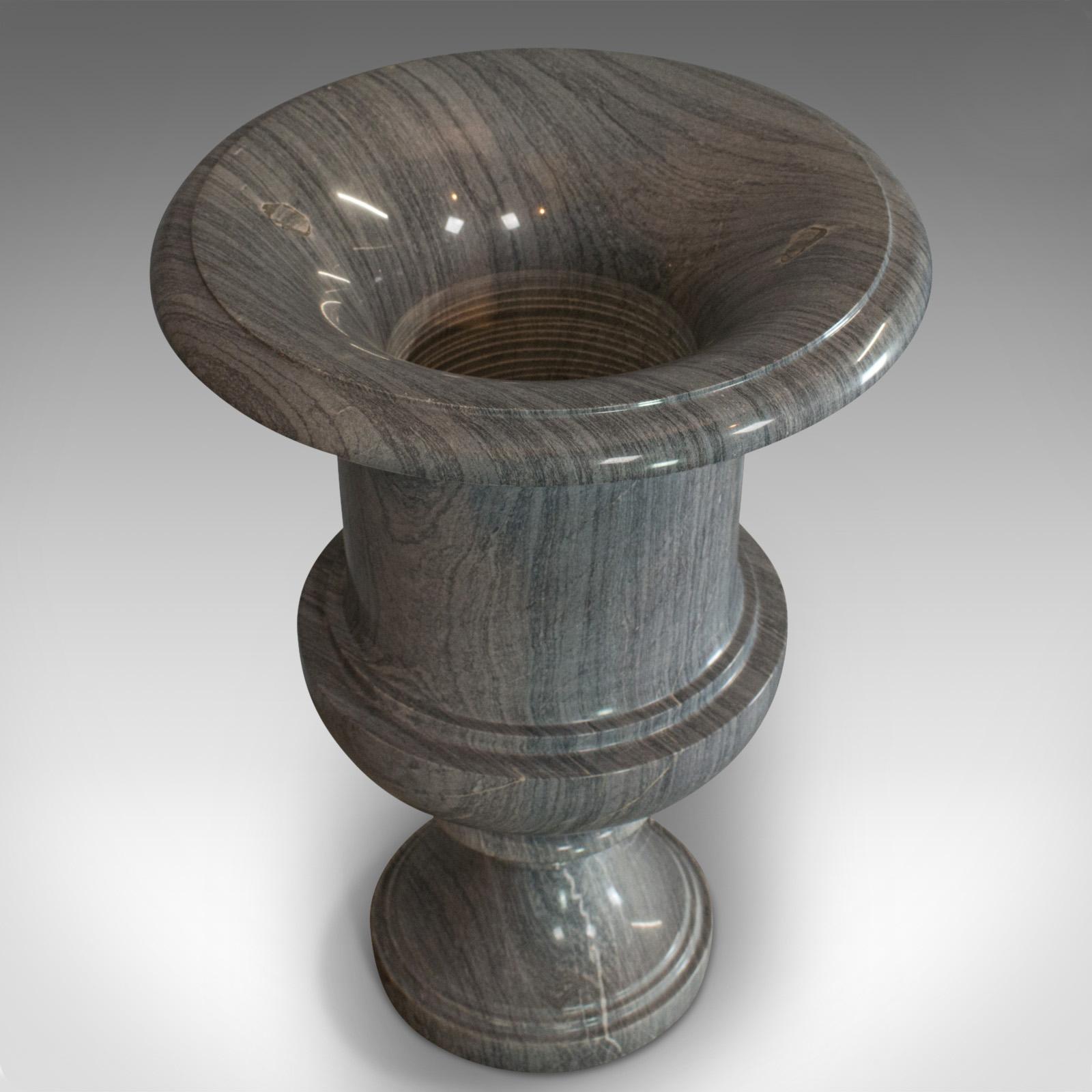 Vintage Decorative Vase, English, Platinum Striata Marble, Baluster Urn For Sale 1