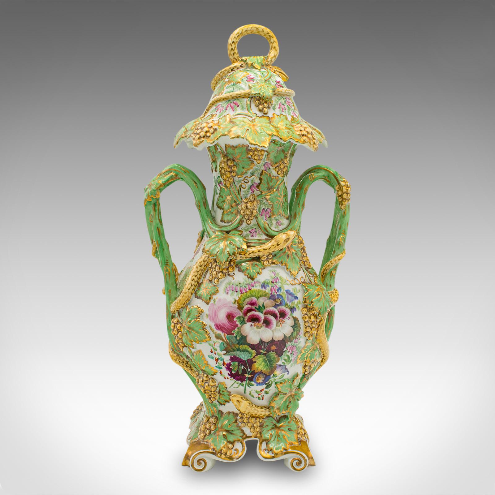 Vintage Decorative Vase, German, Ceramic, Baluster Urn, Art Deco, Midcentury For Sale 1