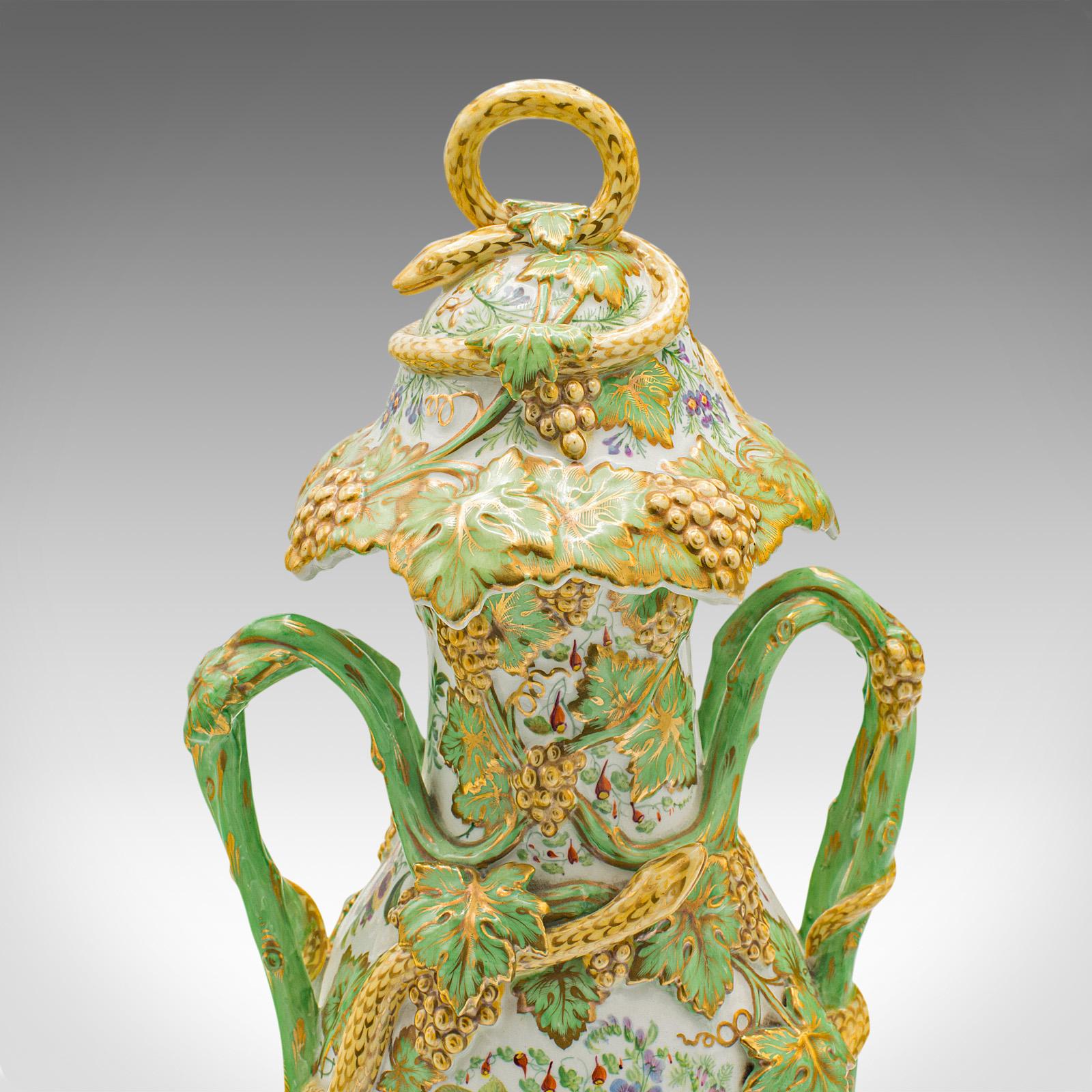 Vase décoratif vintage allemand, céramique, urne à balustre, Art déco, milieu du siècle dernier en vente 2