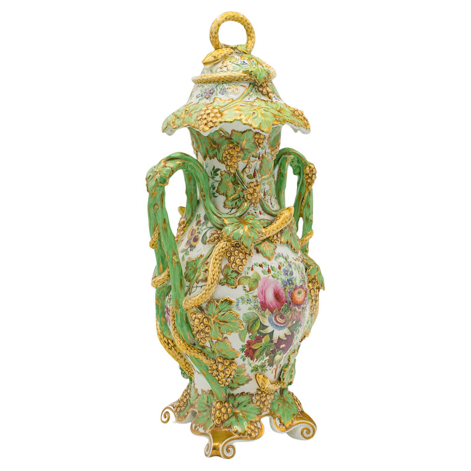 Vase décoratif vintage allemand, céramique, urne à balustre, Art déco, milieu du siècle dernier en vente