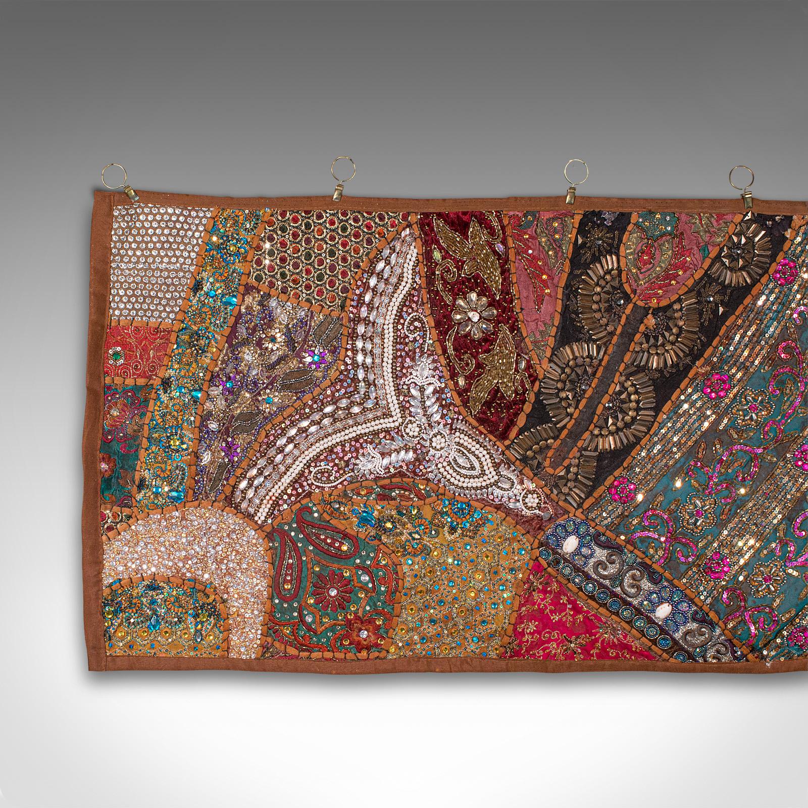 20th Century Vintage Decorative Wall Panel, Middle Eastern, Textile Frieze, Sequins, C.1980 For Sale