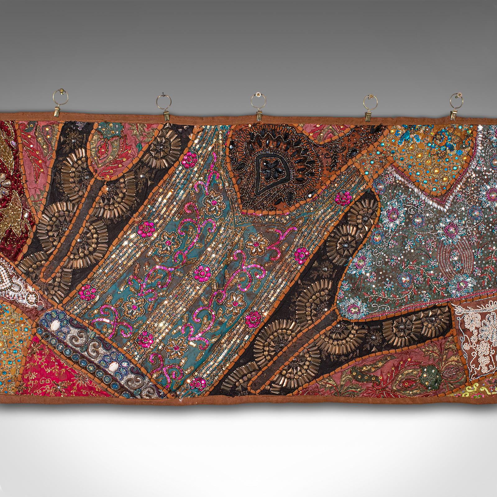 Vintage Decorative Wall Panel, Middle Eastern, Textile Frieze, Sequins, C.1980 For Sale 1