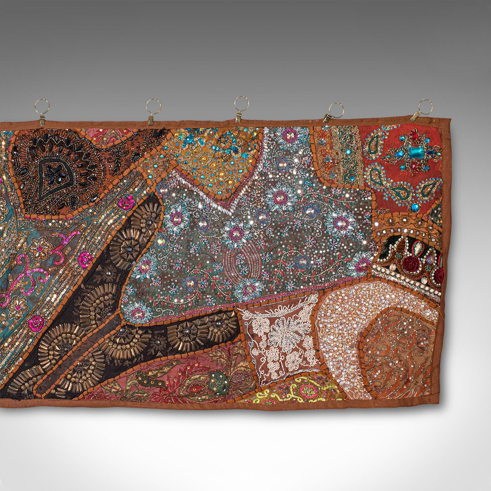 Vintage Decorative Wall Panel, Middle Eastern, Textile Frieze, Sequins, C.1980 For Sale 2