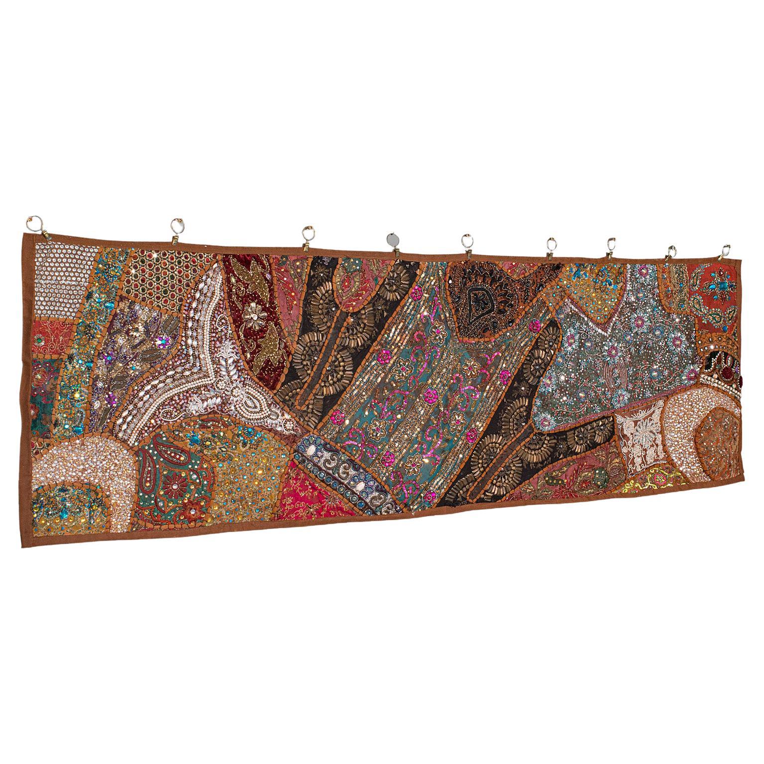 Vintage Decorative Wall Panel, Middle Eastern, Textile Frieze, Sequins, C.1980 For Sale