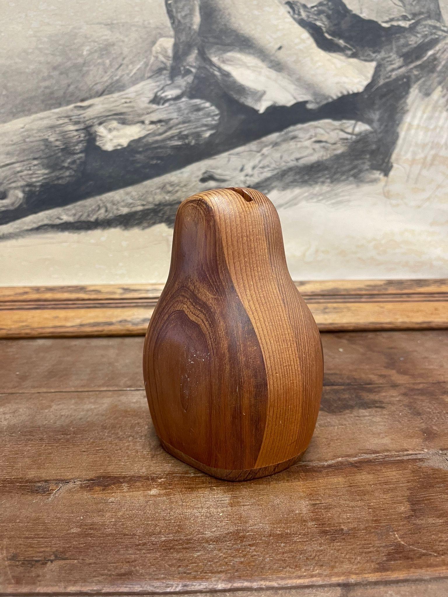 Mid-Century Modern Vintage Decorative Wood Carved Bird Coin Collector by Deborah Bump. For Sale