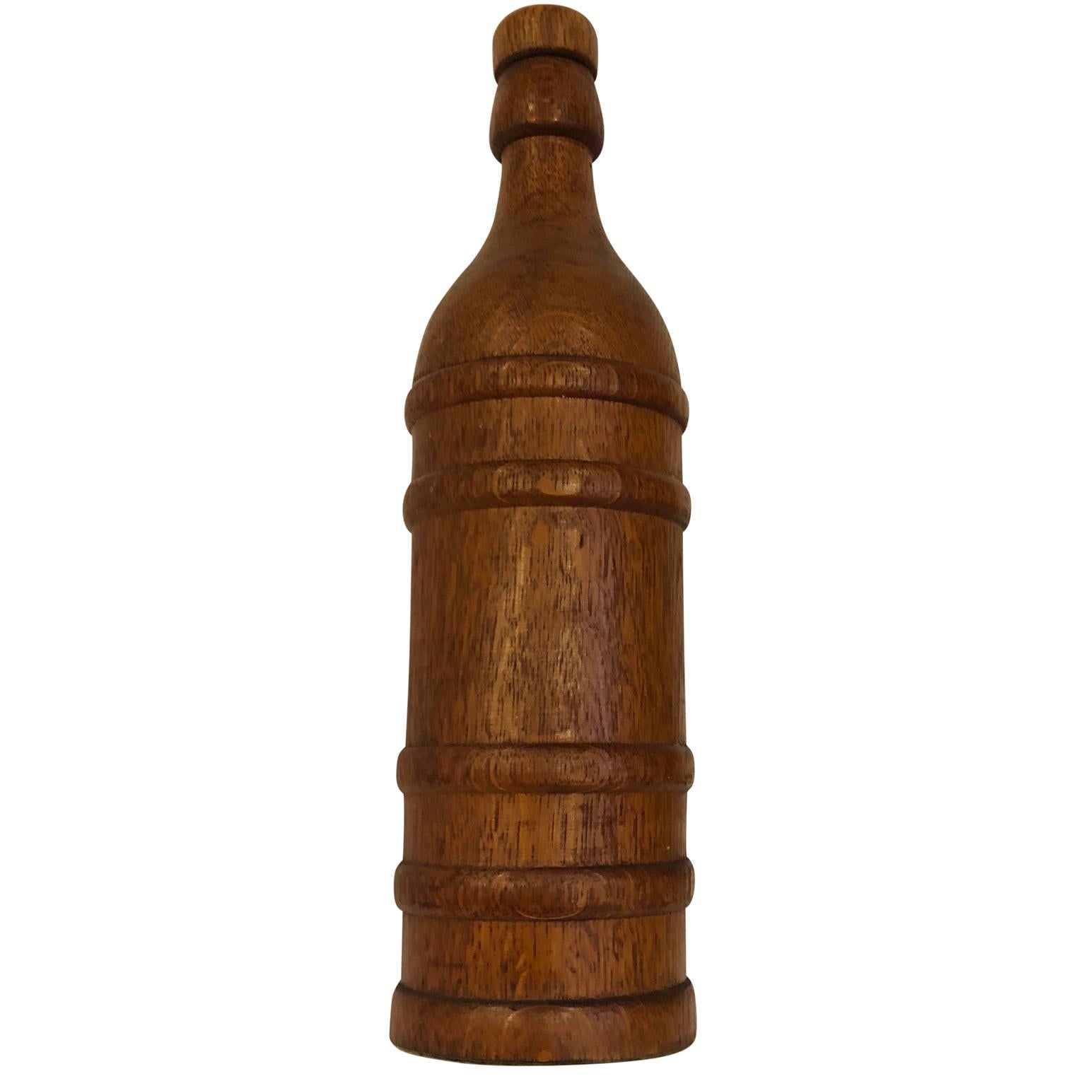 Vintage dekorative hölzerne Dekanter Flasche (Handgefertigt)