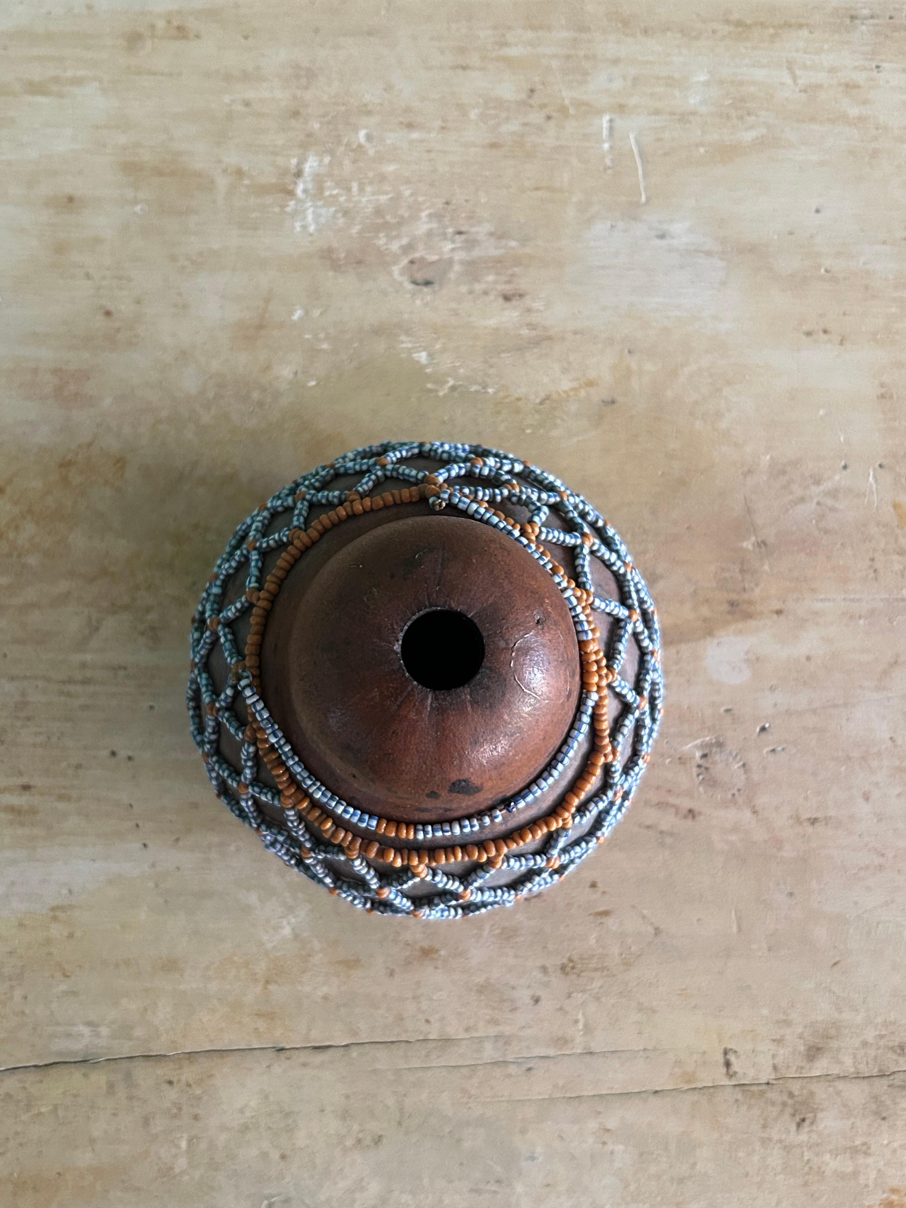 Beads Vintage Decorative Xhosa Beaded Medicine Gourd, South Africa, 1930s For Sale