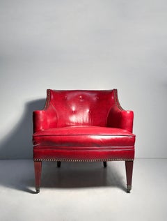 Vintage Decorator Chair in Red "Faux" Leather on Castors