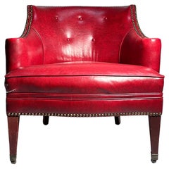 Chaise décorative vintage en cuir rouge « faux » sur roulettes