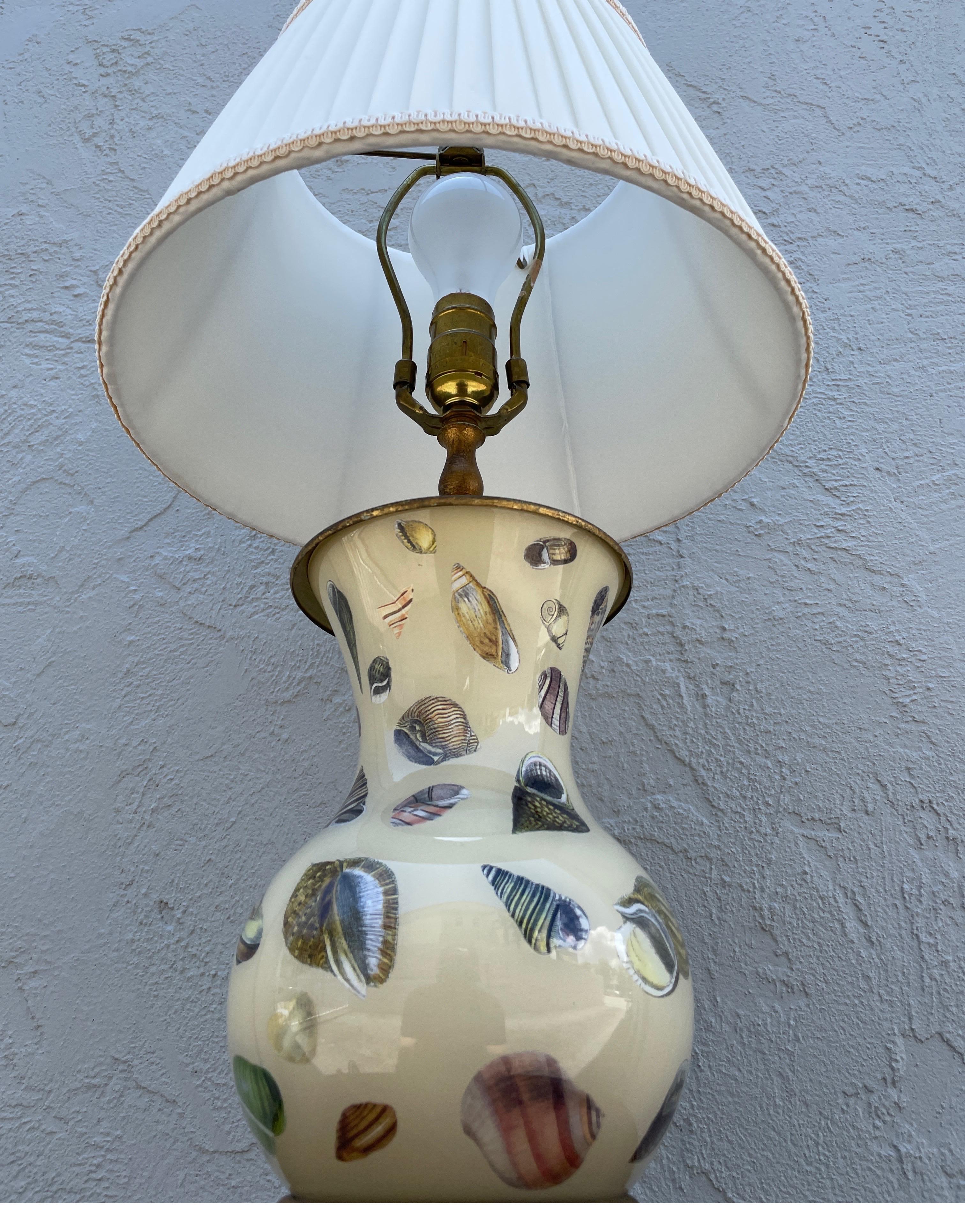 20th Century Vintage Decoupage Shell Lamp For Sale