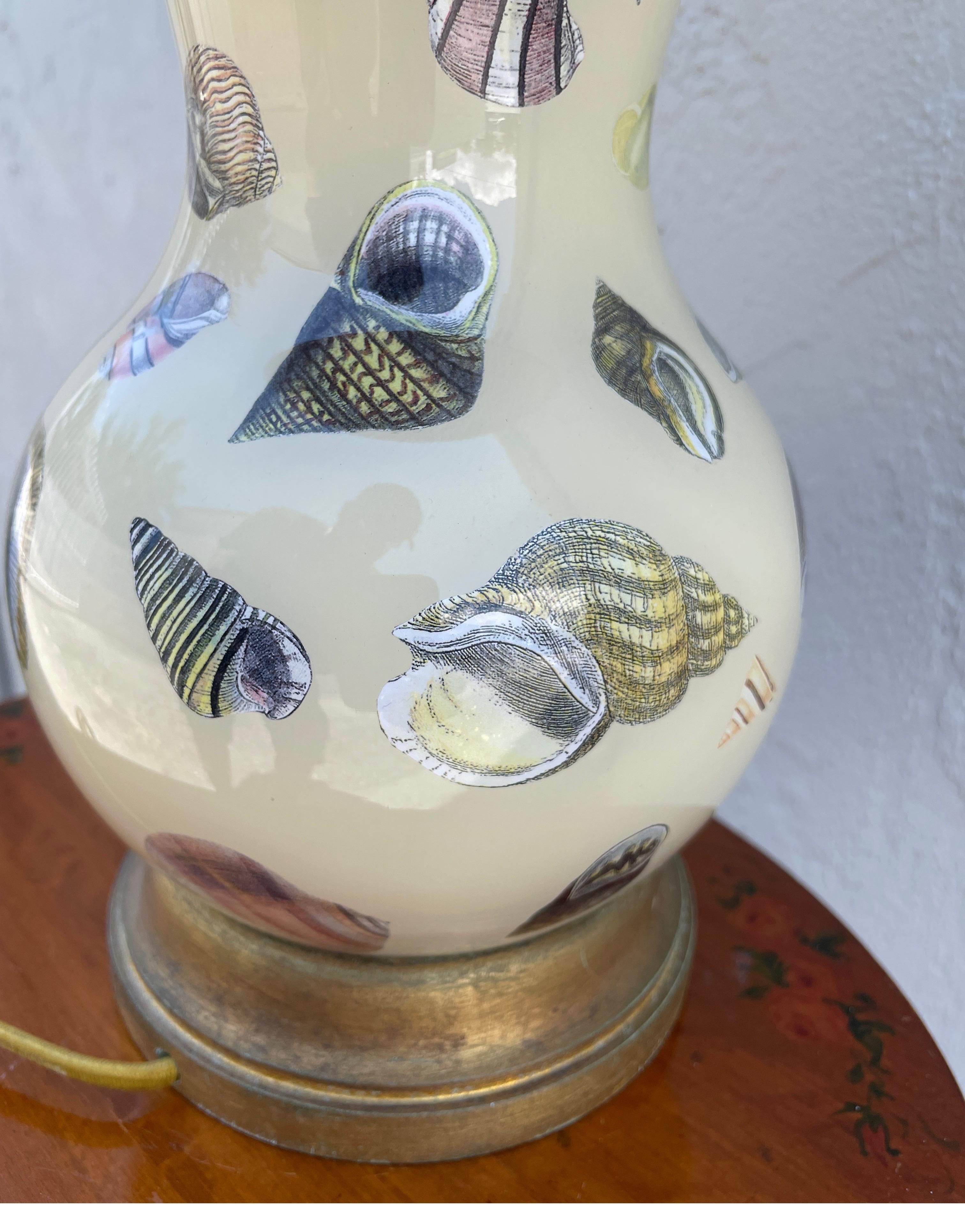 Vintage Decoupage Shell Lamp For Sale 1