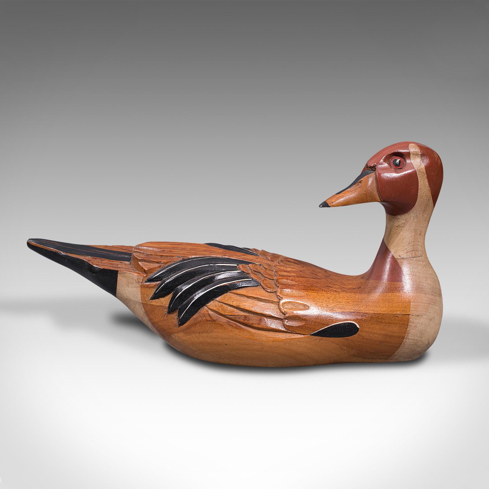 British Vintage Decoy Duck, English, Cedar, Northern Pintail, Figure, Artist Signed