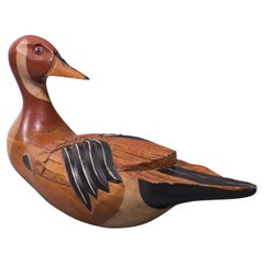 Vintage Decoy Duck, English, Cedar, Northern Pintail, Figure, Artist Signed