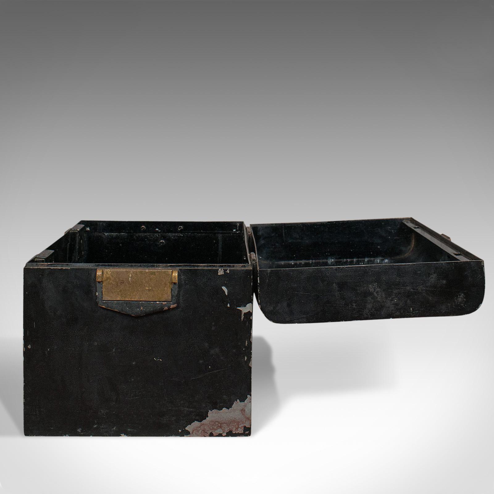 20th Century Vintage Deed Box, English, Art Deco, Iron, Document, Deposit, Chest, circa 1930 For Sale