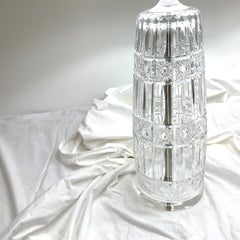 Pareja de lámparas vintage de cristal de plomo de corte profundo con pantallas