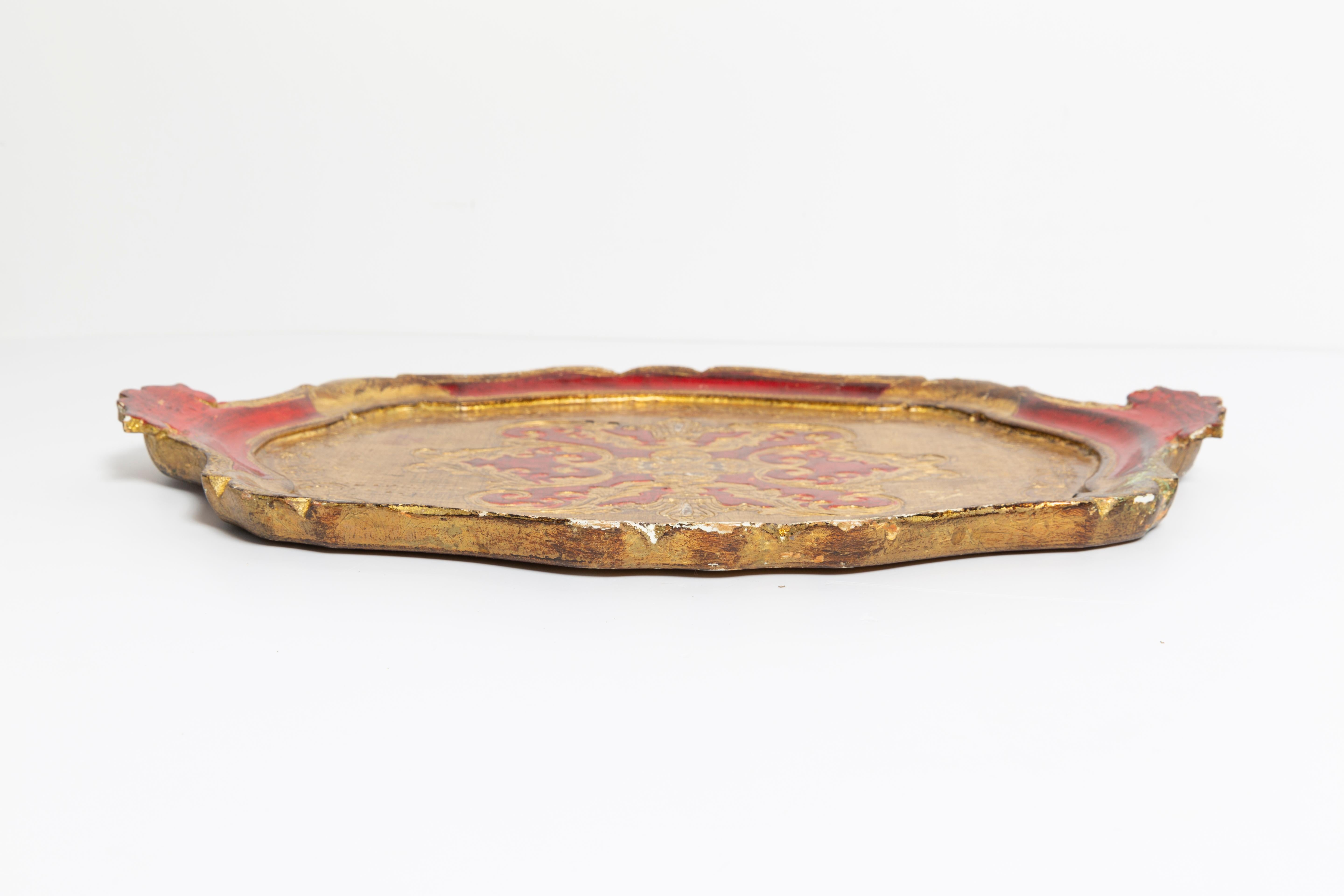 Vintage Deep Red Decorative Wood Plate, Italy, 1960s For Sale 1