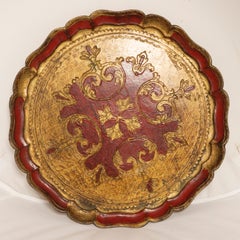 Dekorativer Vintage-Holzteller in Tiefrot, Italien, 1960er Jahre