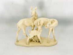 Vintage deer family sculpture in ceramic. Italy 1950s
