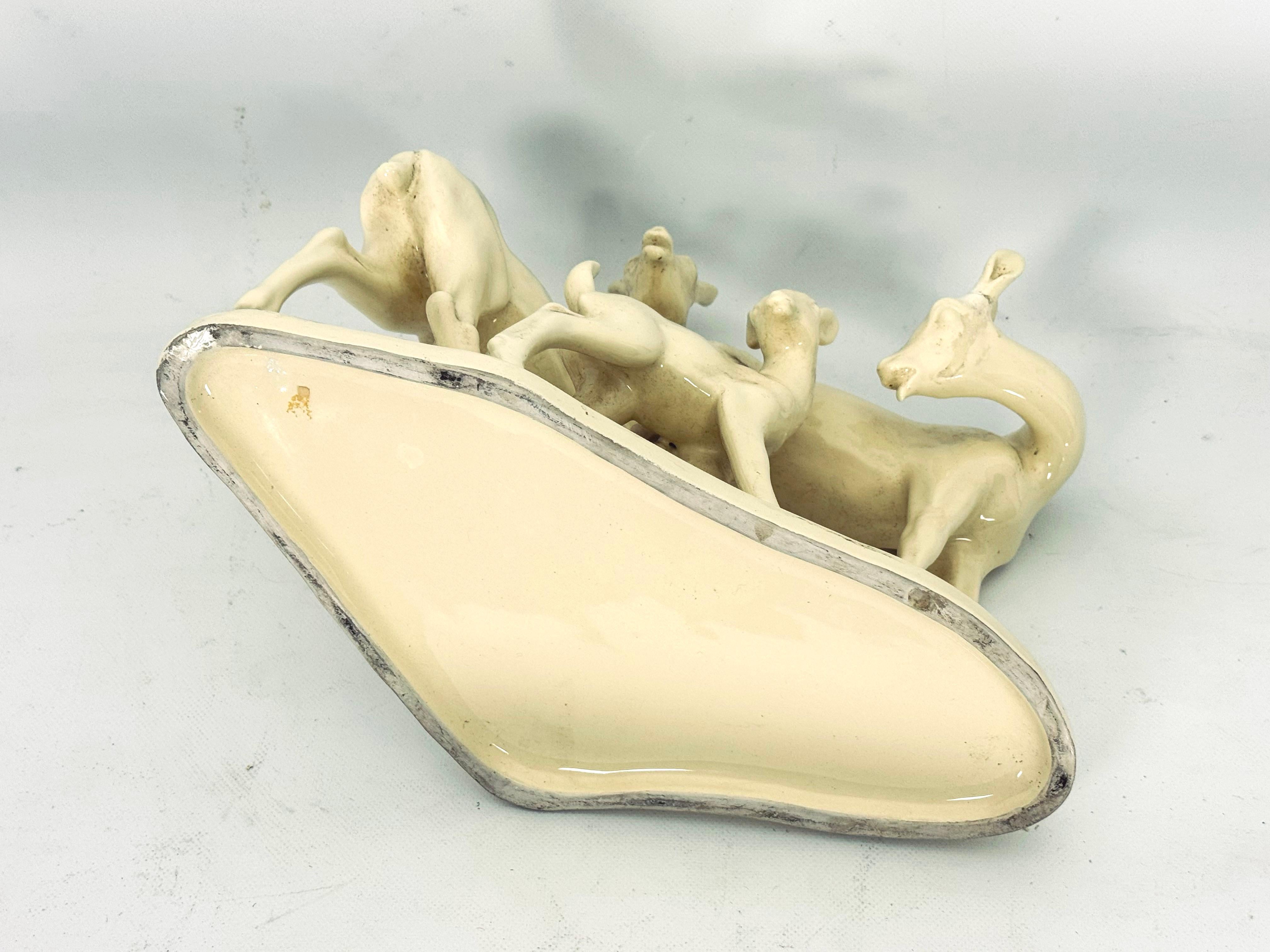 Vintage deer family sculpture in ceramic. Italy 1950s For Sale 2