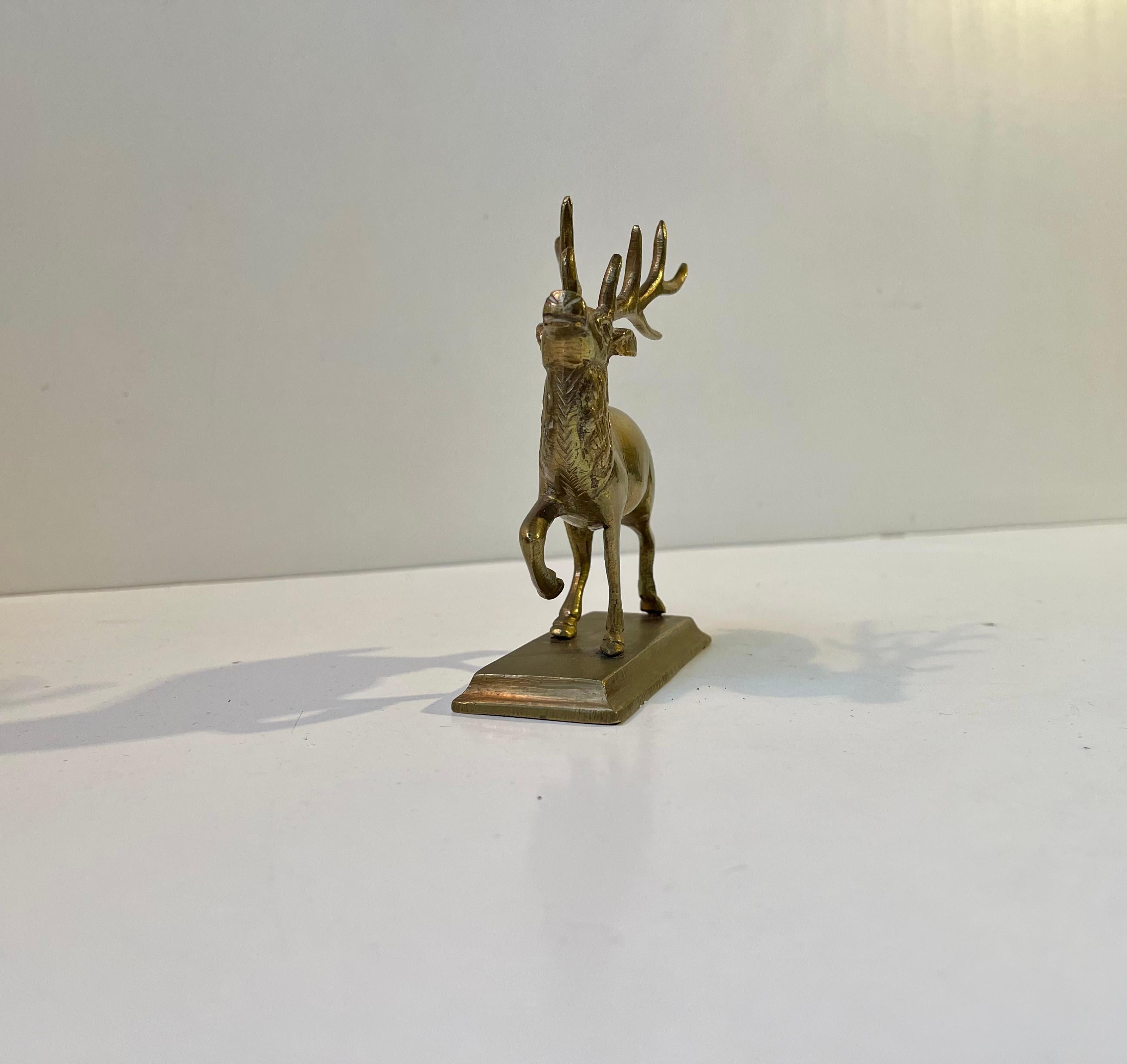 Figurina di cervo vintage in ottone, anni '80 In condizioni buone in vendita a Esbjerg, DK