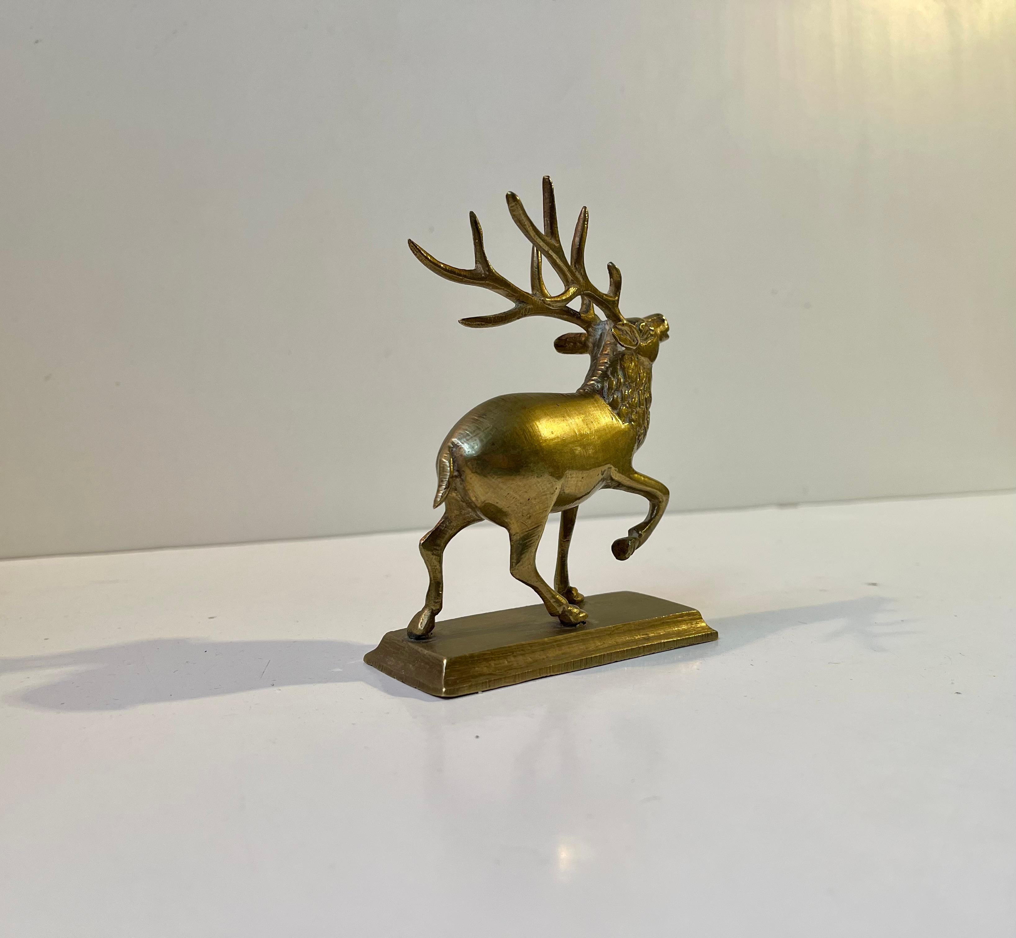 XX secolo Figurina di cervo vintage in ottone, anni '80 in vendita