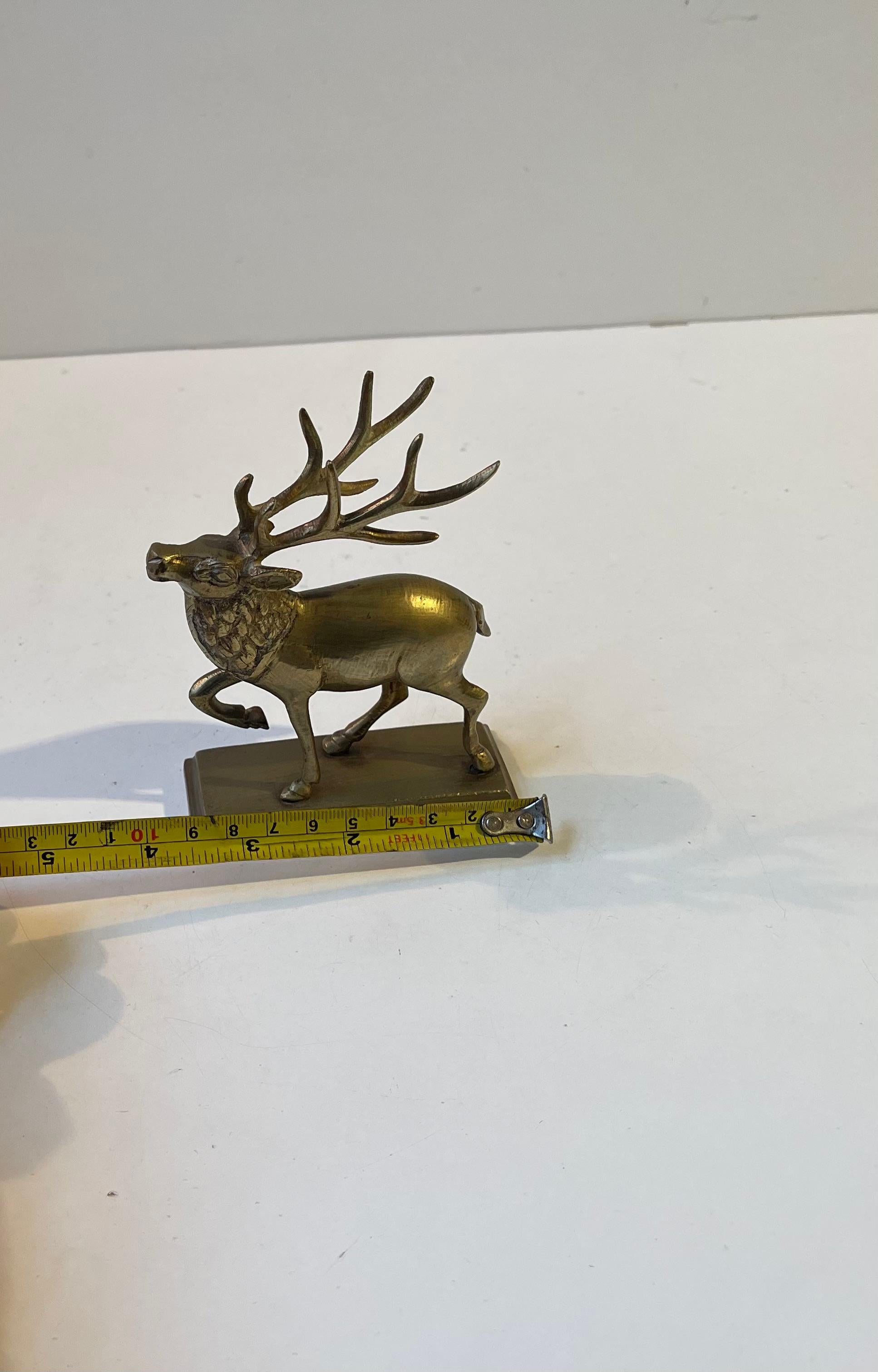Figurina di cervo vintage in ottone, anni '80 in vendita 2