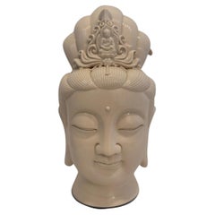 Vintage Dehua Blanc de Chine Guanyin Bust, Ivory-Glazed Porcelain