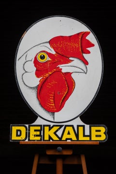 Vintage DeKalb Poultry "Rooster" Panneau publicitaire