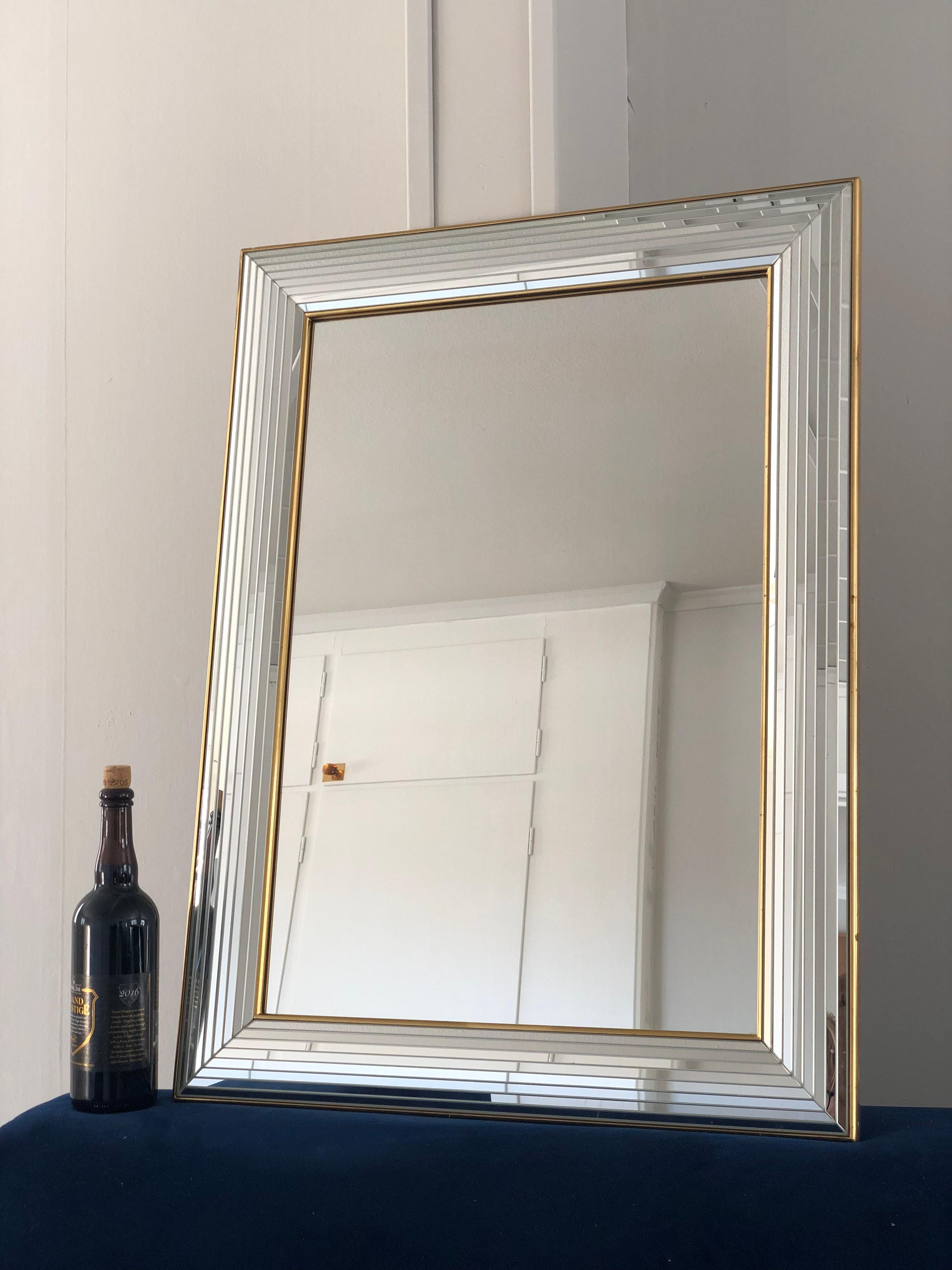 Vintage Deknudt Mirror Hollywood Regency in Silver and Gold 1980s In Good Condition For Sale In Bjuråker, SE