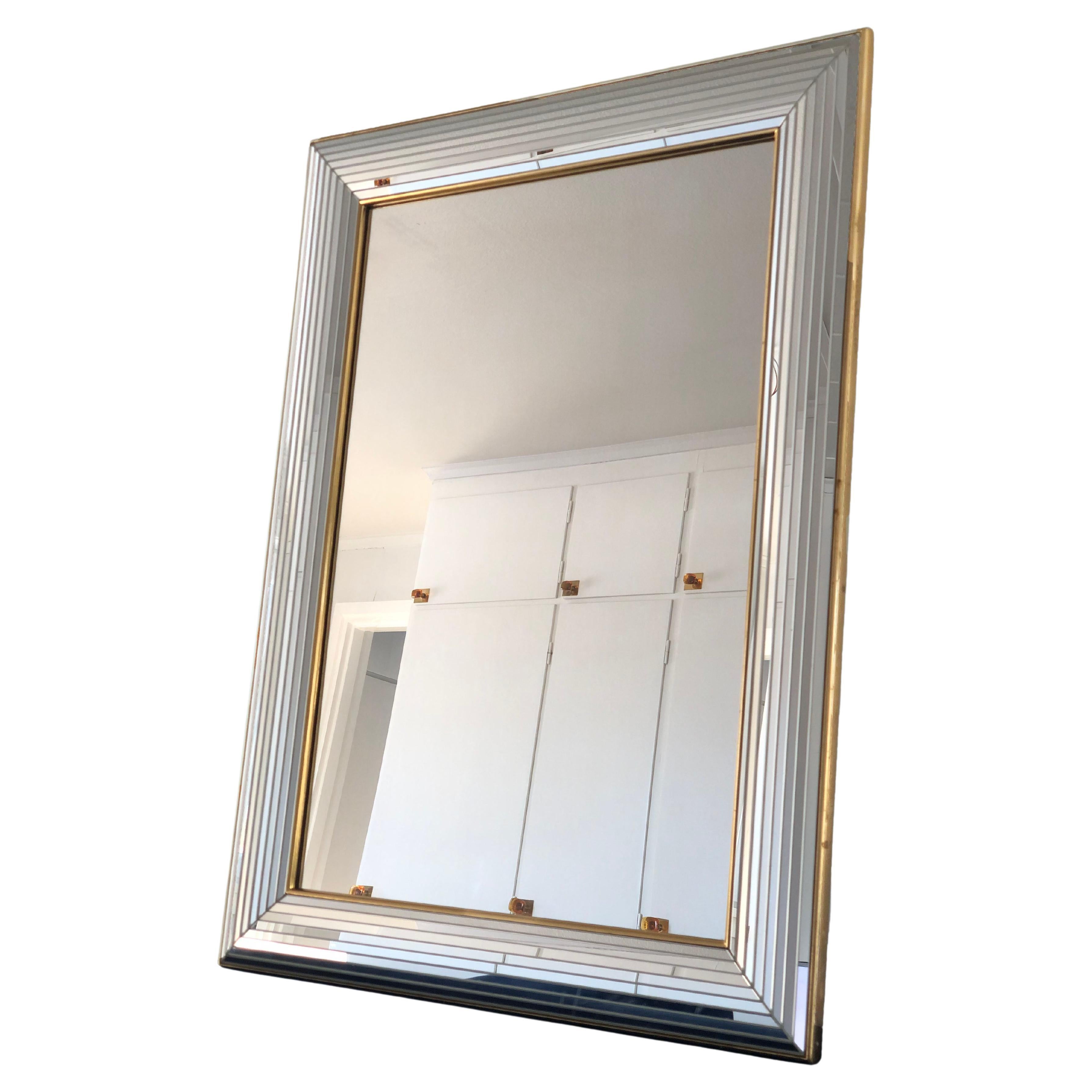 Vintage Deknudt Mirror Hollywood Regency in Silver and Gold 1980s For Sale