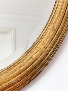 Vintage Deknudt Giltwood Oval Beveled Mirror – Hollywood Regency, Belgium, 1970s