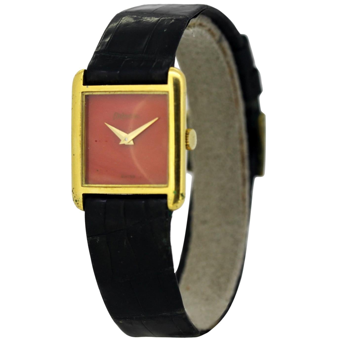 Vintage DeLaneau Manual Winding 18 Karat Gold Ladies Wristwatch, circa 1970s