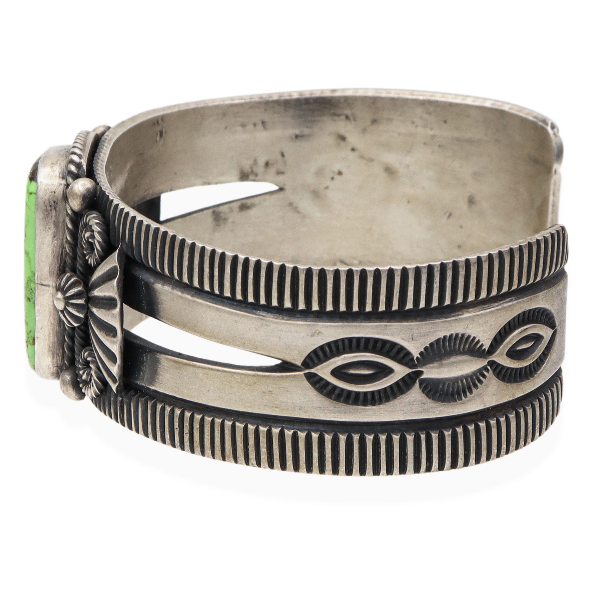 da uomo o donna Bracciale vintage Delbert Gordon Navajo in argento sterling con gaspeite in vendita