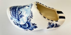 Vintage Delft Blue Ceramic Clog Ashtray, Hand-Painted Windmill Motif, Holland