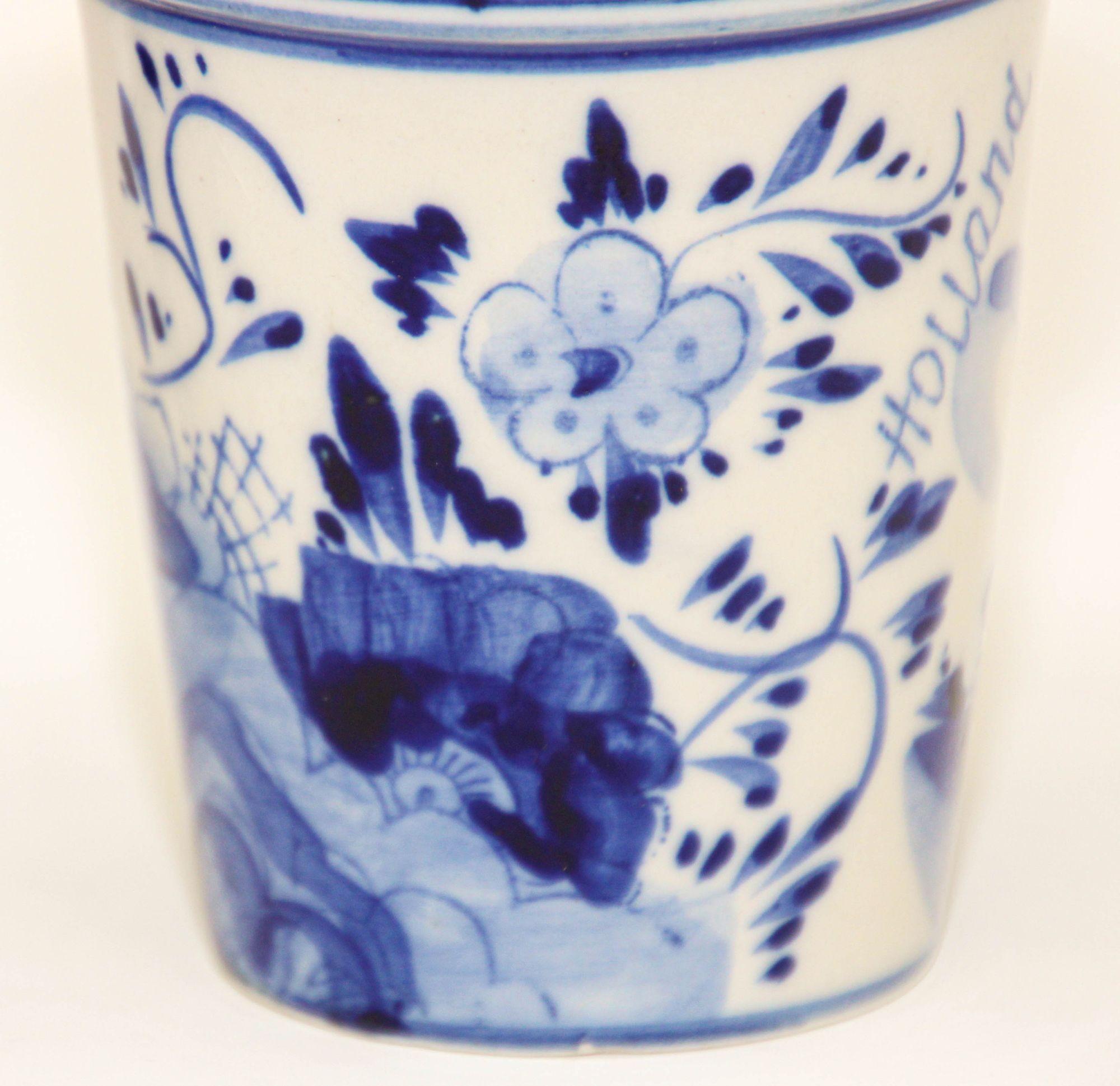 Vintage Delft Ceramic Hand Painted Blue Flower Pots Holland Delftware 6