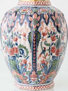 Vintage Delft Table Lamp by Makkum, Hand-Painted, 1940s-70s, New Velvet Shade