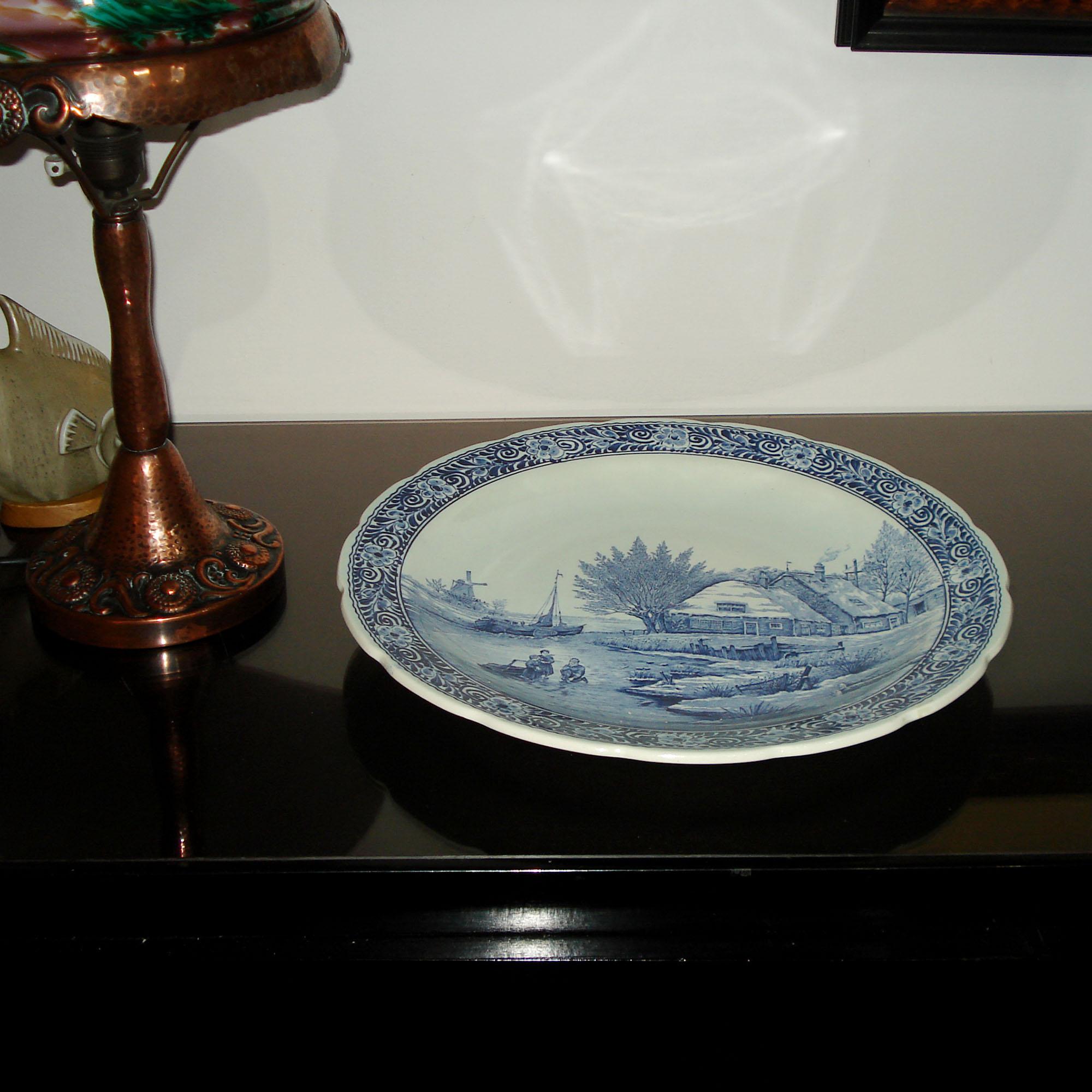 blue and white decorative plates