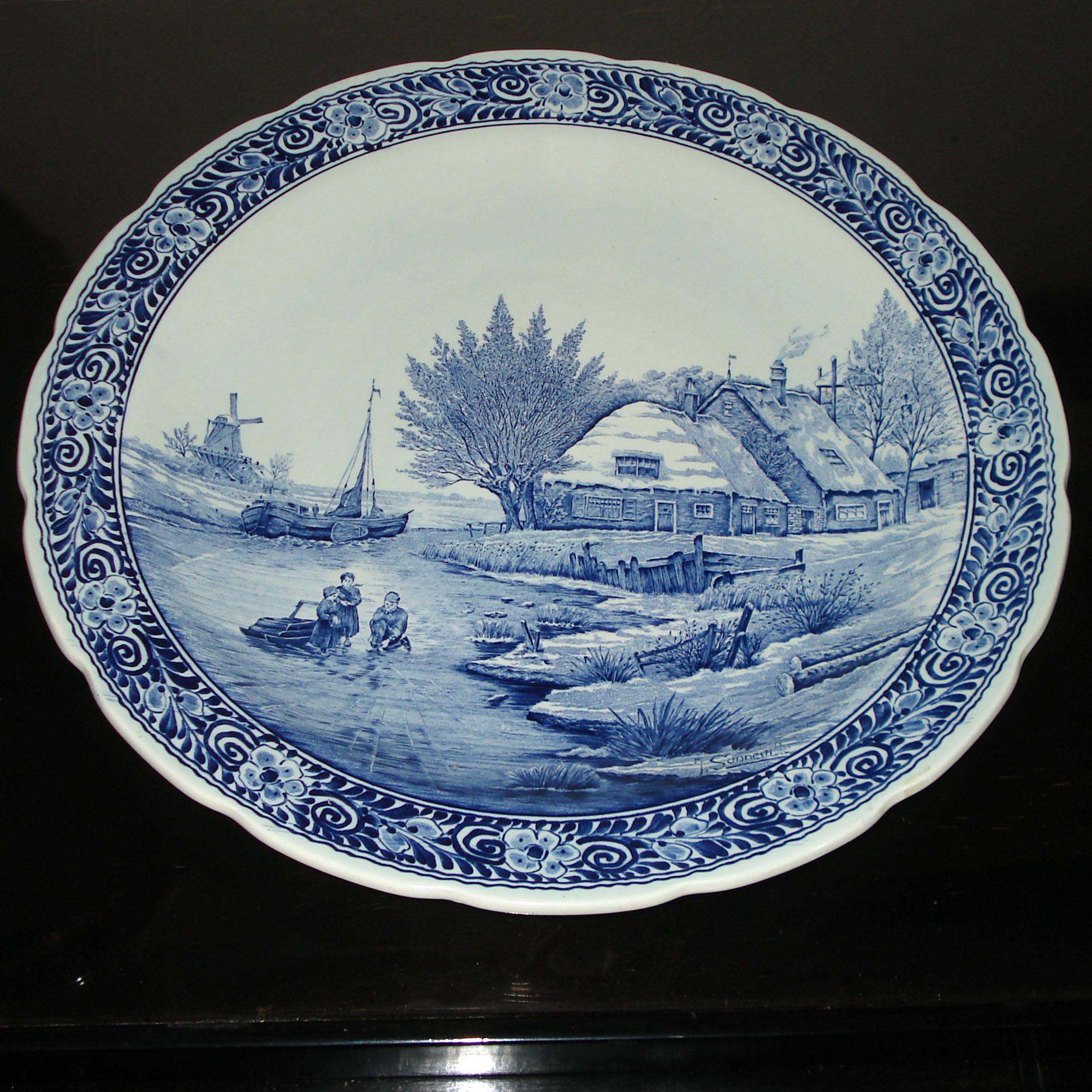 blue and white plates antique