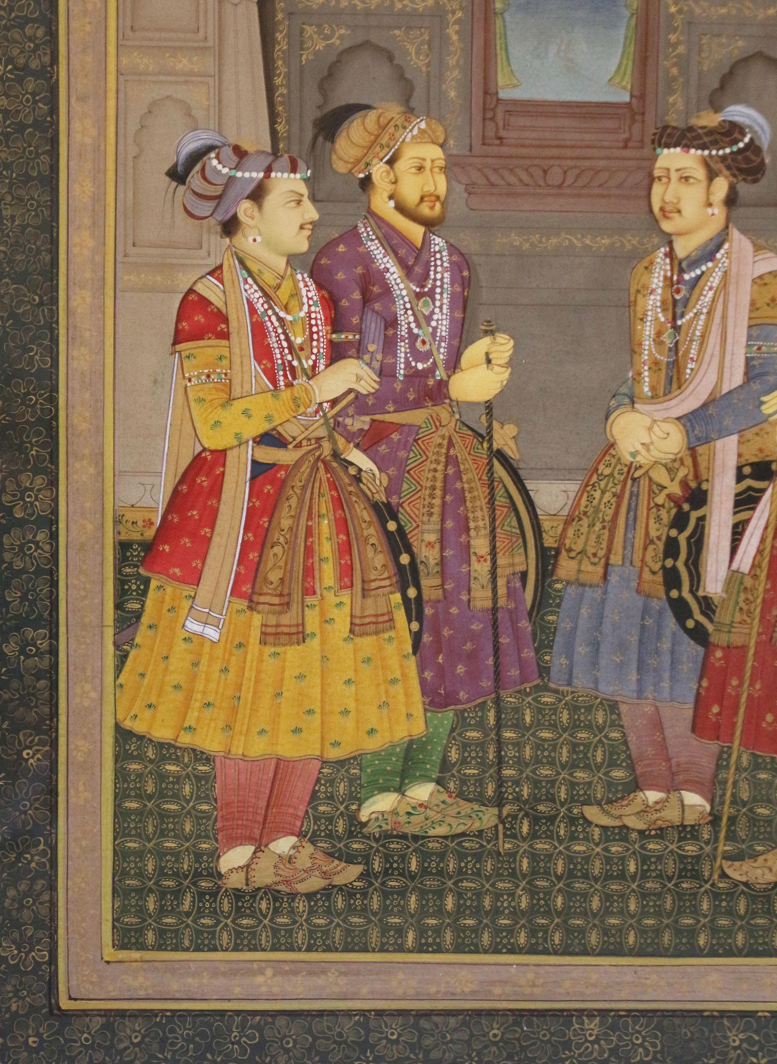 Vintage Delhi Watercolor of Indian Gentlemen In Good Condition In Chapel Hill, NC