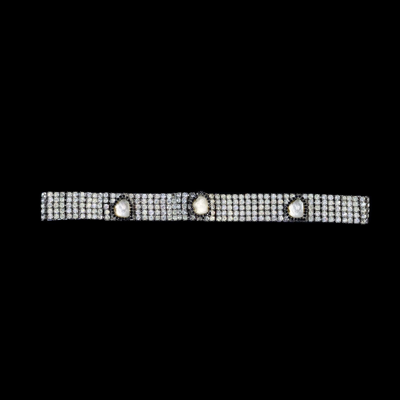 Modern Vintage delillo Belt with Quartz Like Pieces With Black Crystals Circa 1970s For Sale