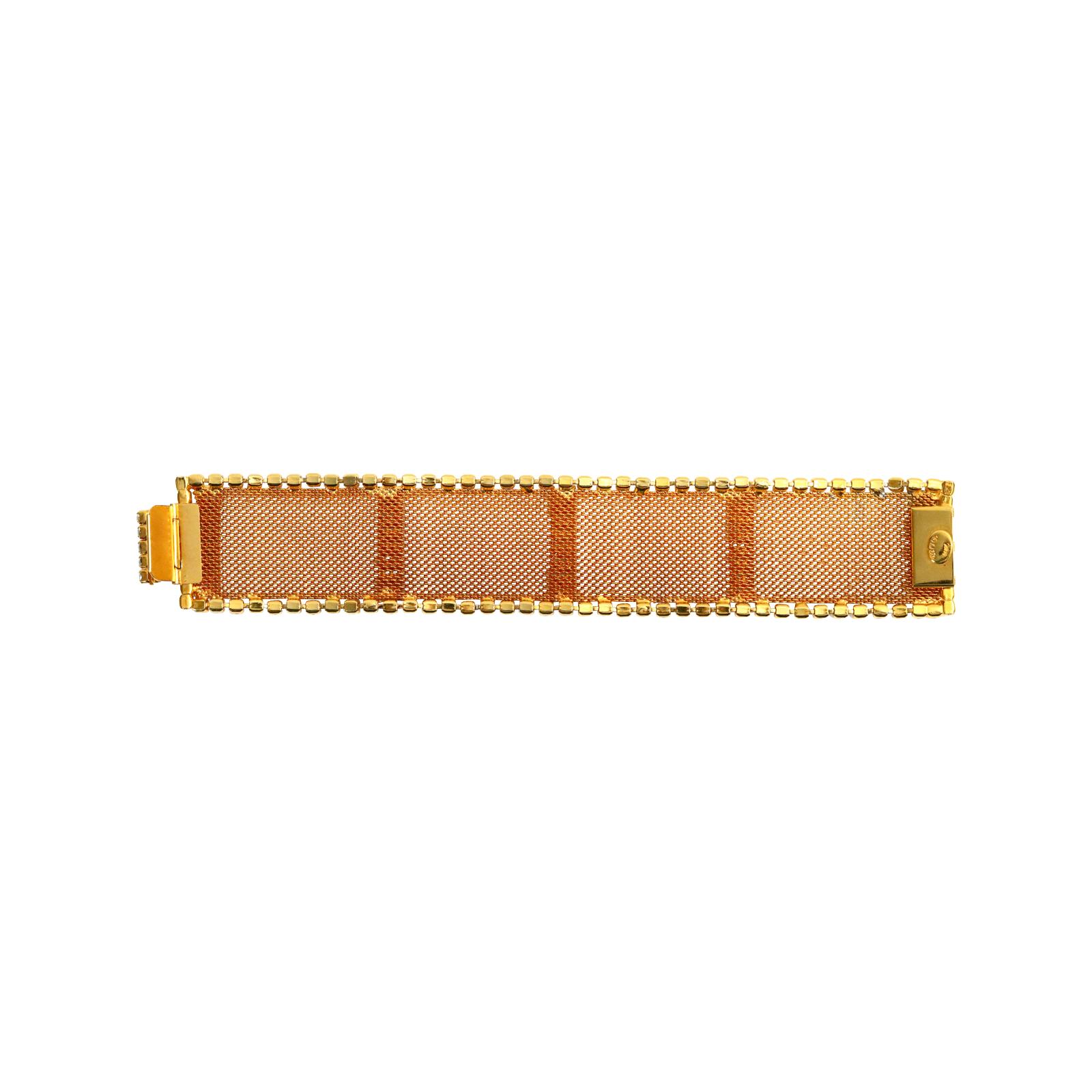 Modern Vintage Delillo Gold Mesh with Crystals Bracelet, circa 1970s For Sale