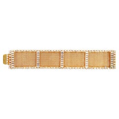 Bracelet vintage Delillo en maille d'or avec cristaux, circa 1970