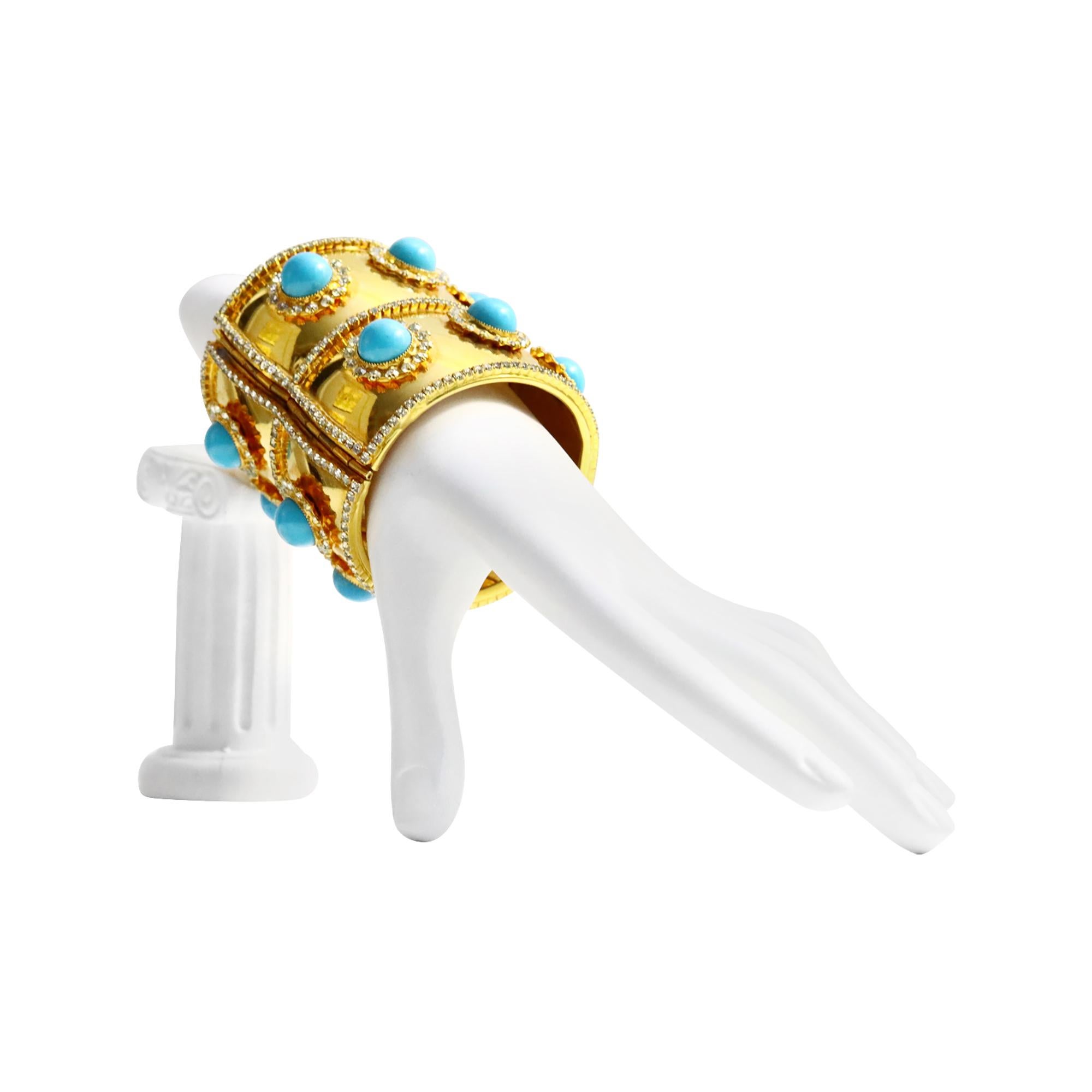 DeLillo-Armband aus goldfarbenem Kristall mit türkisfarbenem Faux-Turquoise, ca.!970er für Damen oder Herren im Angebot